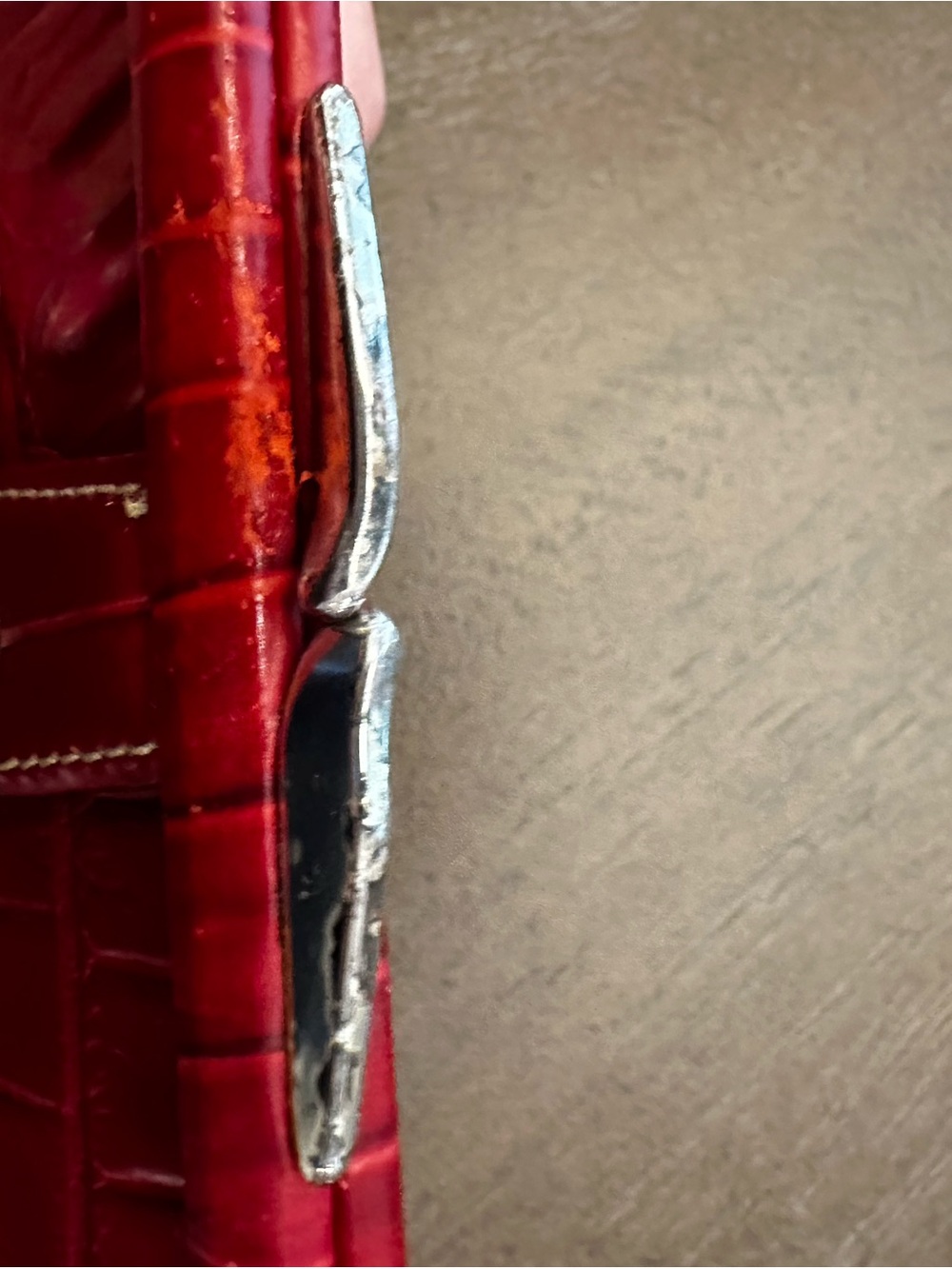 Brighton Vintage Red Croc-Embossed Leather Coin Wallet/ Card Holder - Picture 11 of 15